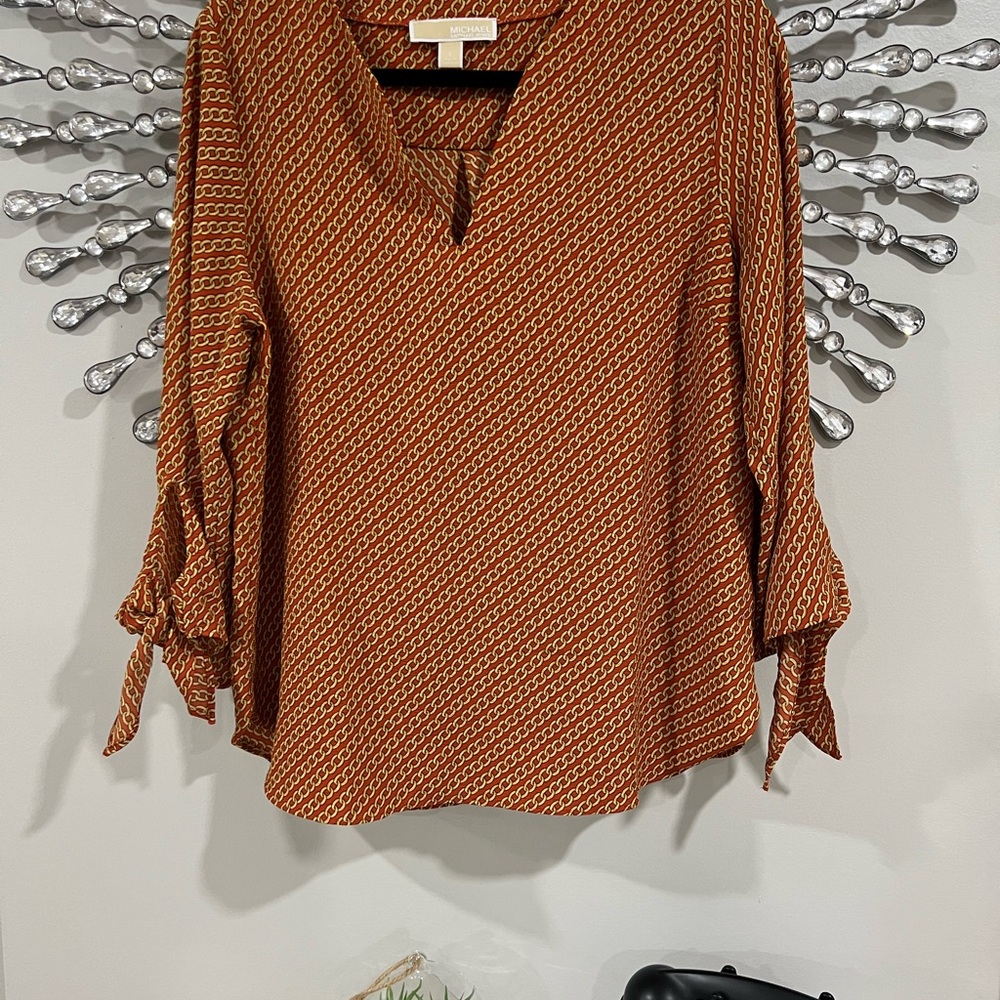 Michael Kors Orange Patterned Top